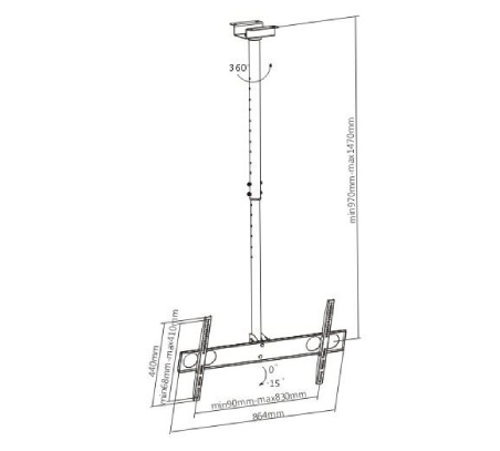 Soporte Techo Pantalla 17 a 37 pulgadas de16.5x10.5x0 cm y hasta