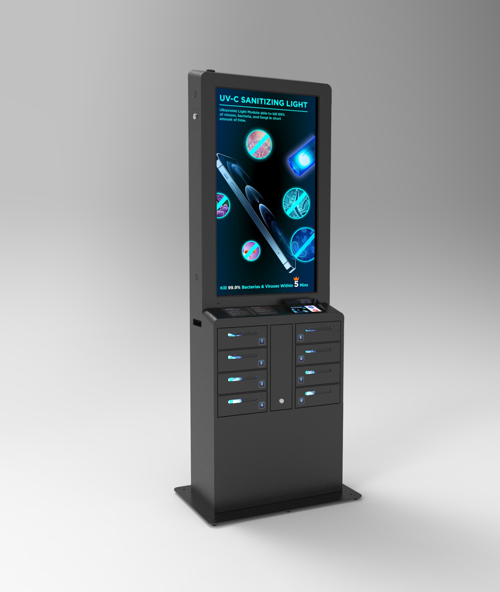 Locker de Carga Touch 8 Compartimentos Pantalla Grande Yolkvisual YV-LK08E